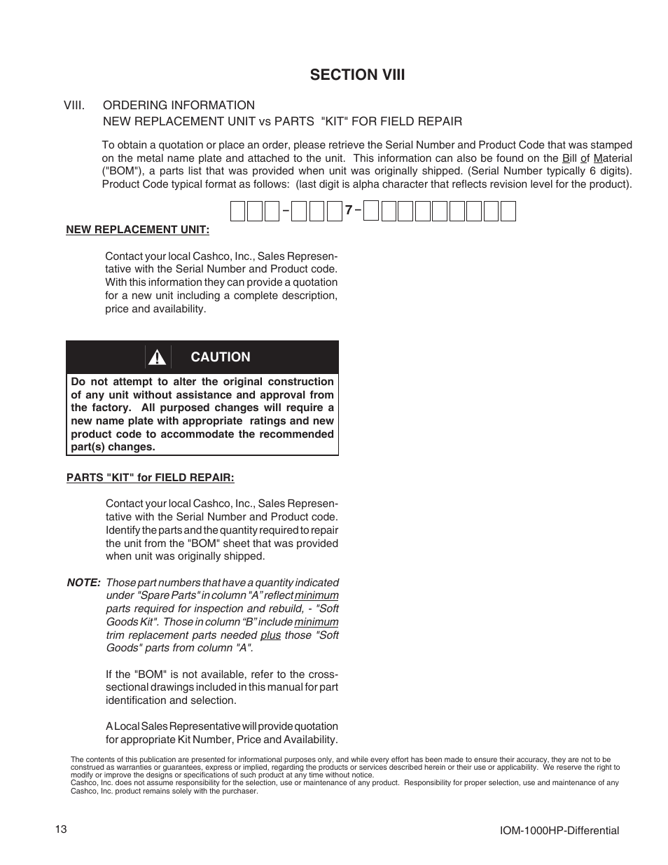 Cashco 1000 HP Differential User Manual | Page 13 / 16