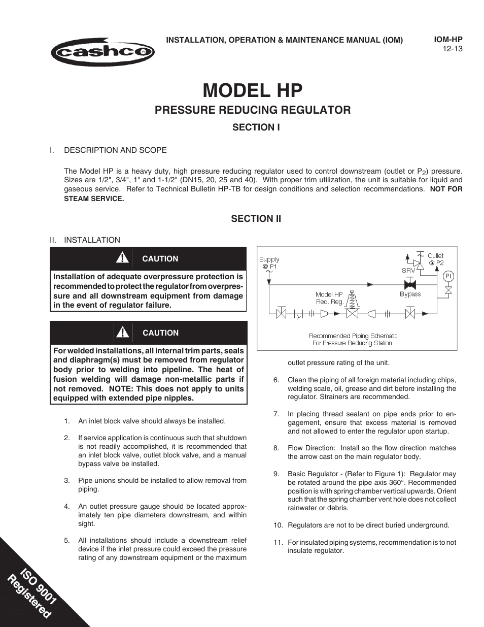 Cashco HP User Manual | 8 pages