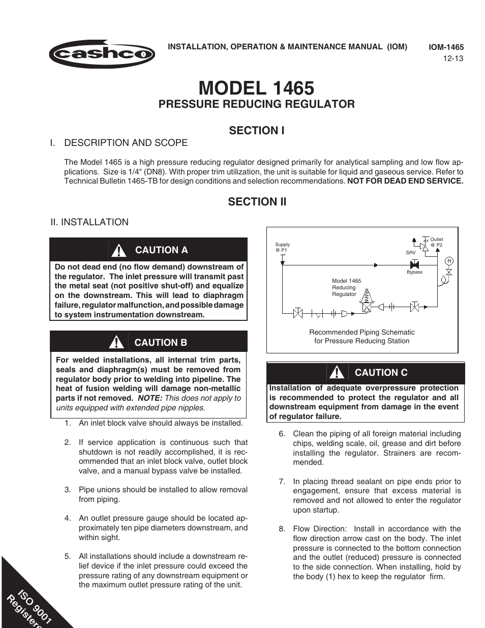 Cashco 1465 User Manual | 8 pages