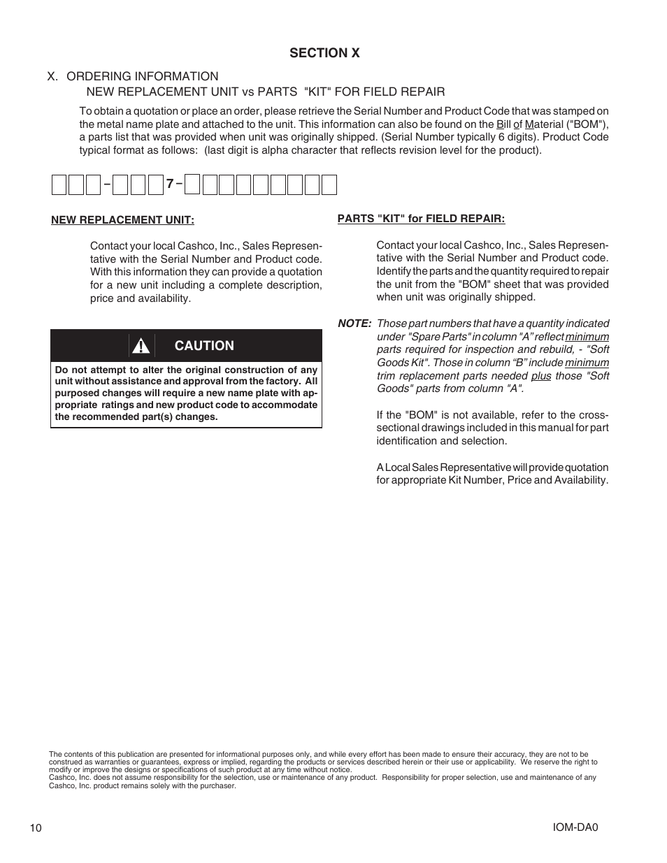 Cashco DA0 User Manual | Page 10 / 12