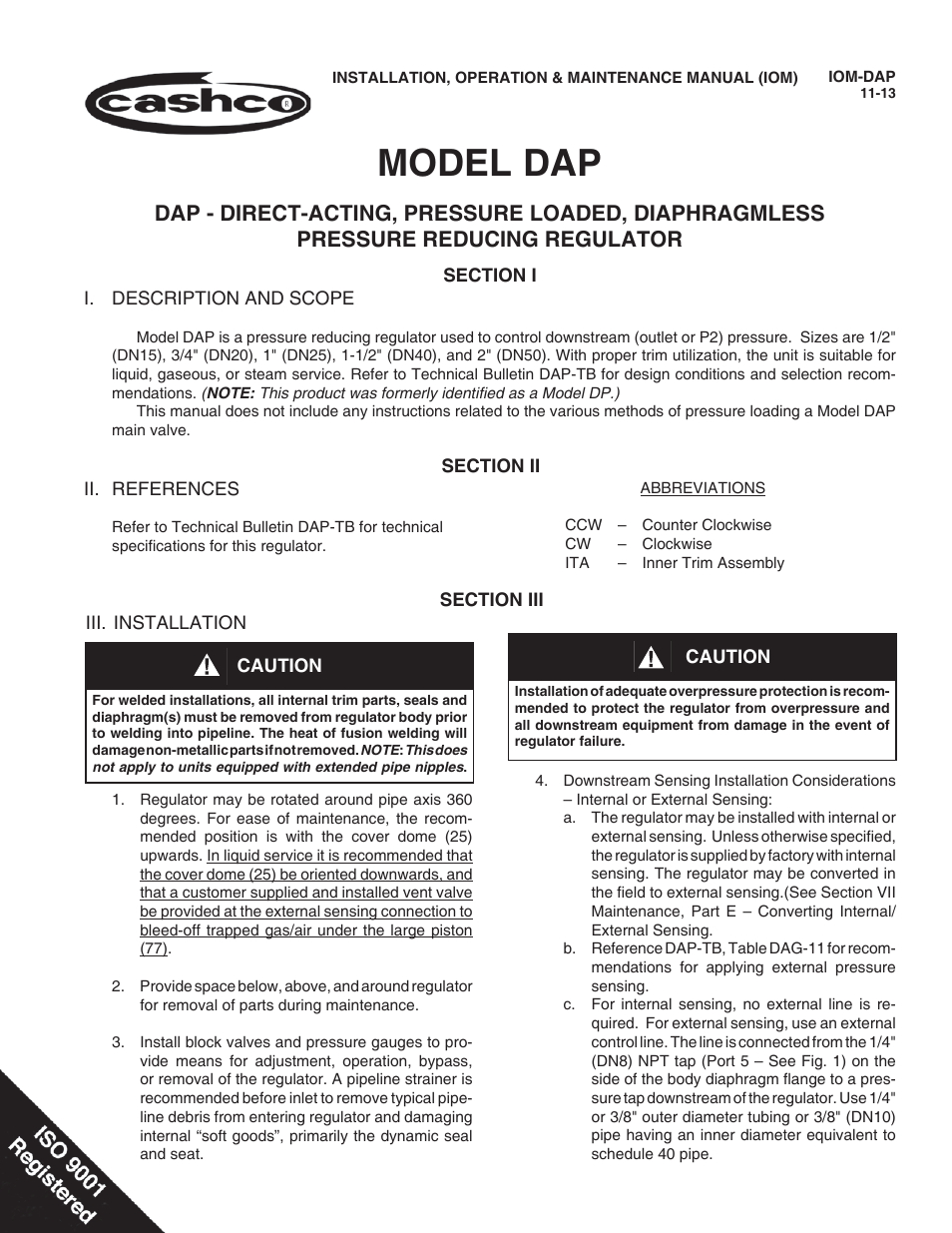 Cashco DAP User Manual | 12 pages