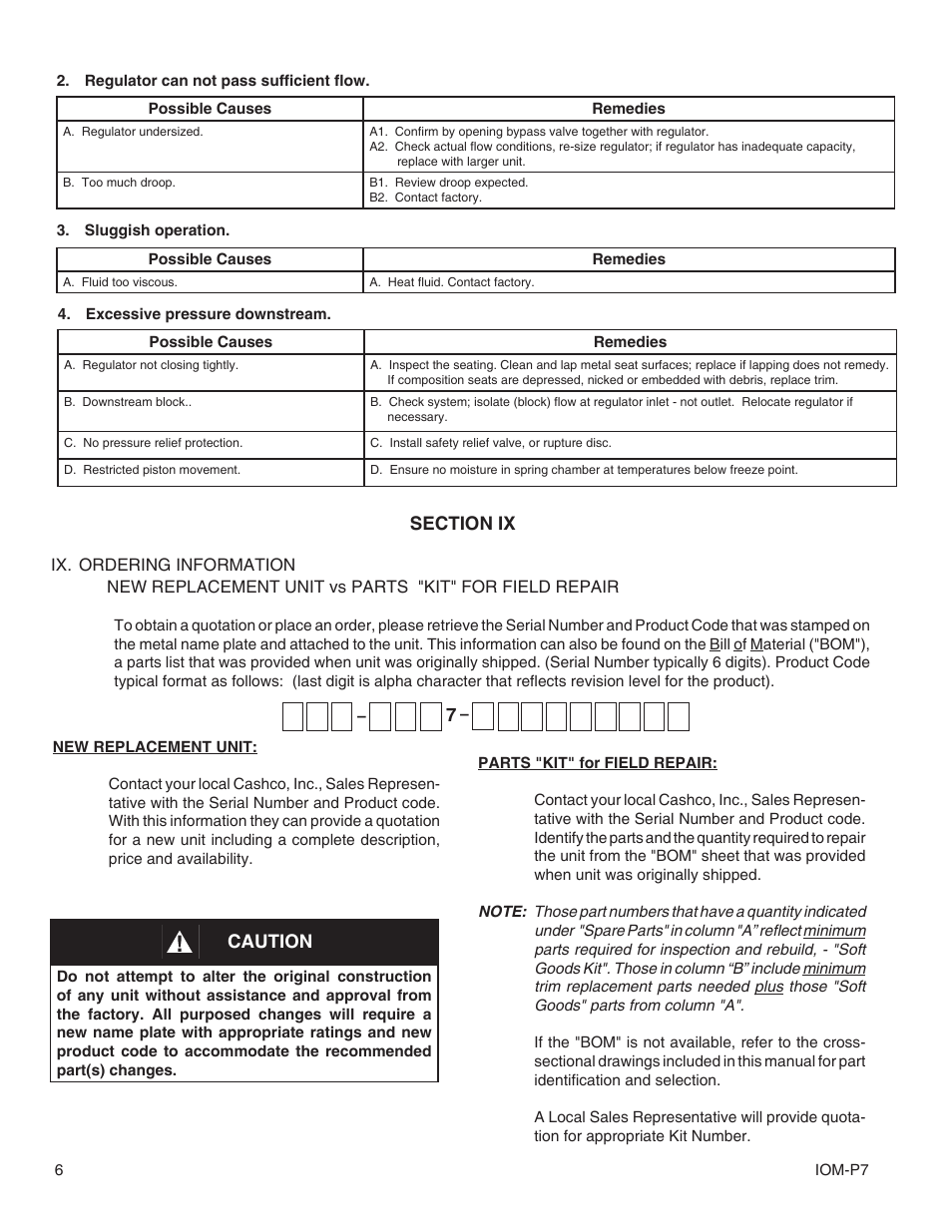 Caution | Cashco P7 User Manual | Page 6 / 9