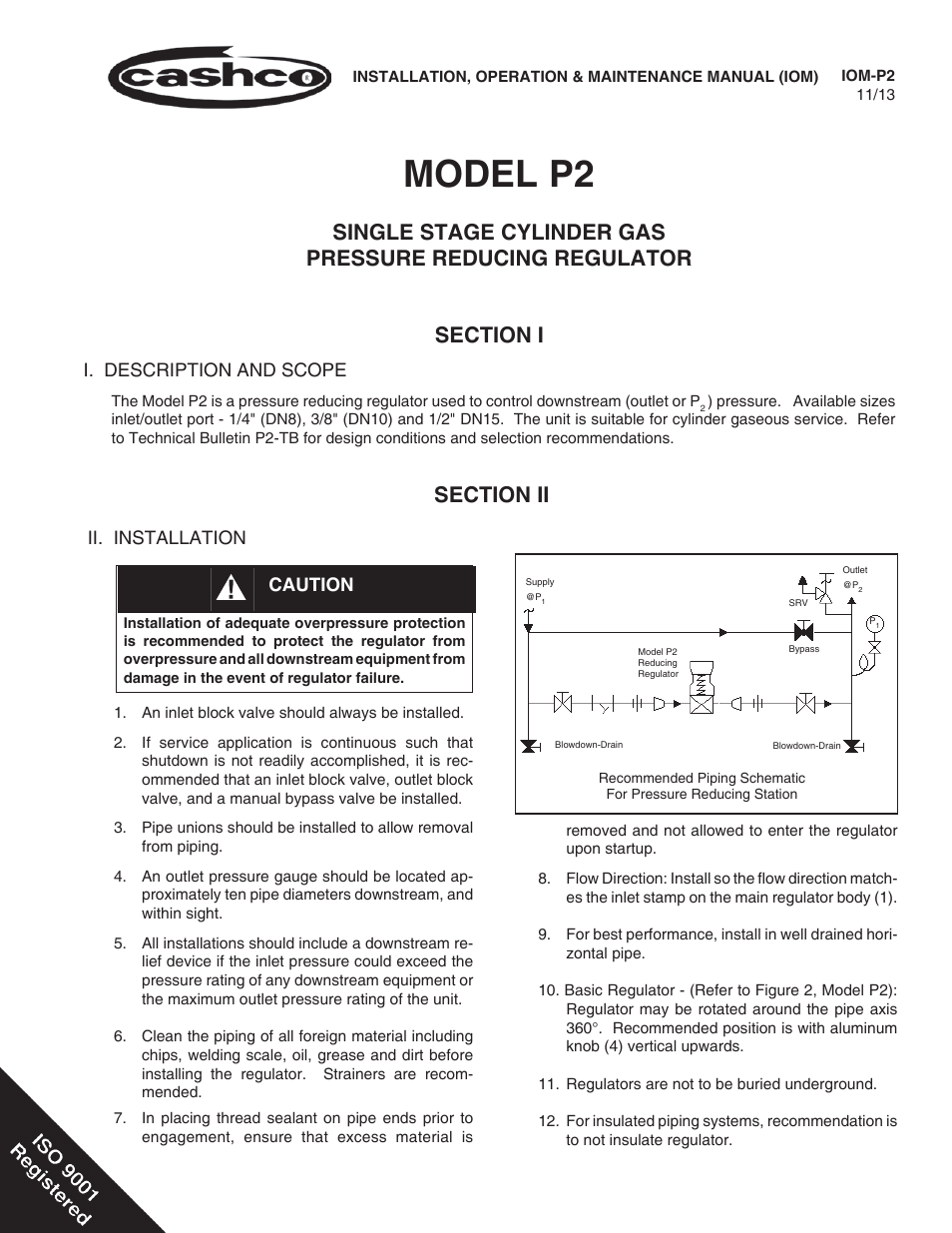 Cashco P2 User Manual | 8 pages