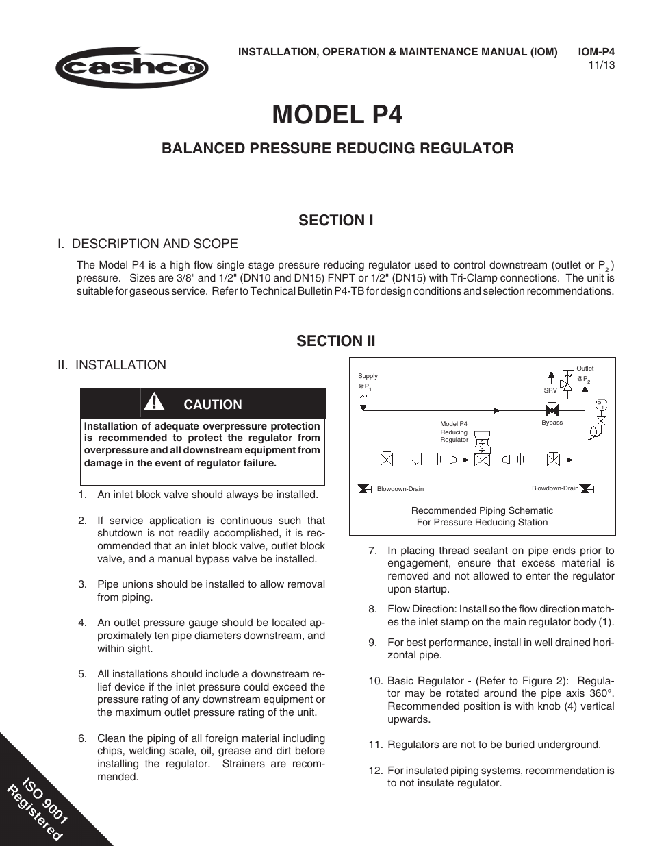 Cashco P4 User Manual | 8 pages