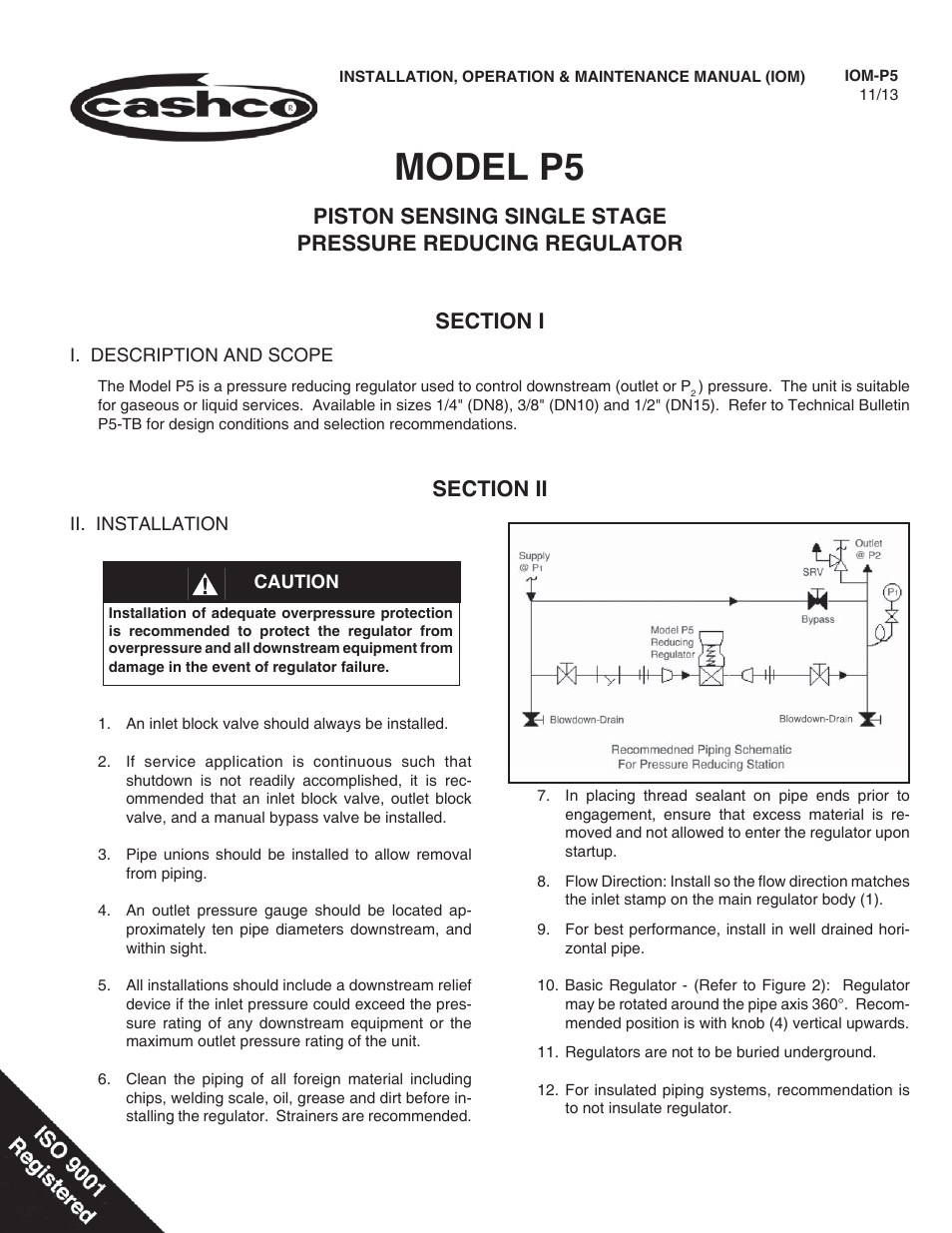 Cashco P5 User Manual | 8 pages