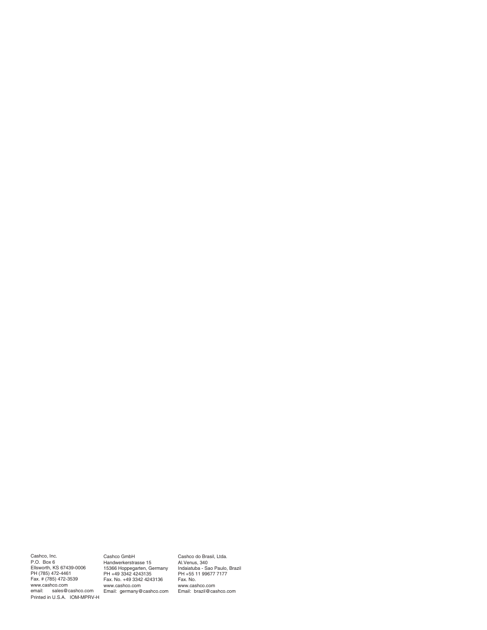 Cashco MPRV-H Pressure Reducing Regulator User Manual | Page 8 / 8