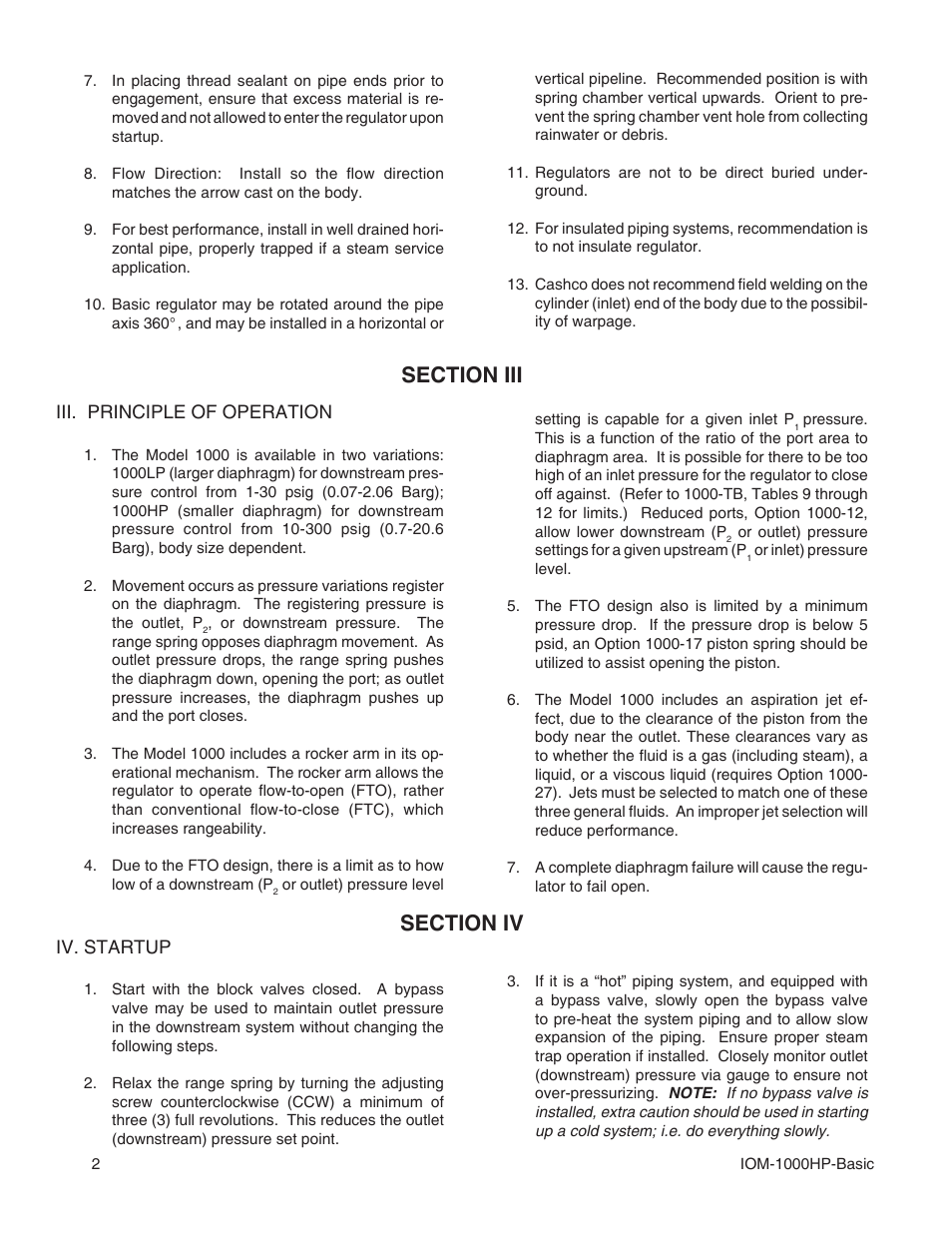 Cashco 1000 HP Basic User Manual | Page 2 / 12