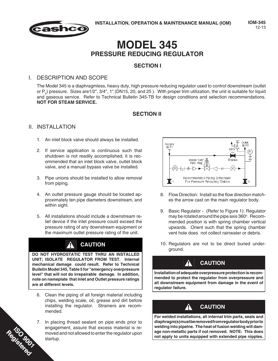 Cashco 345 User Manual | 8 pages