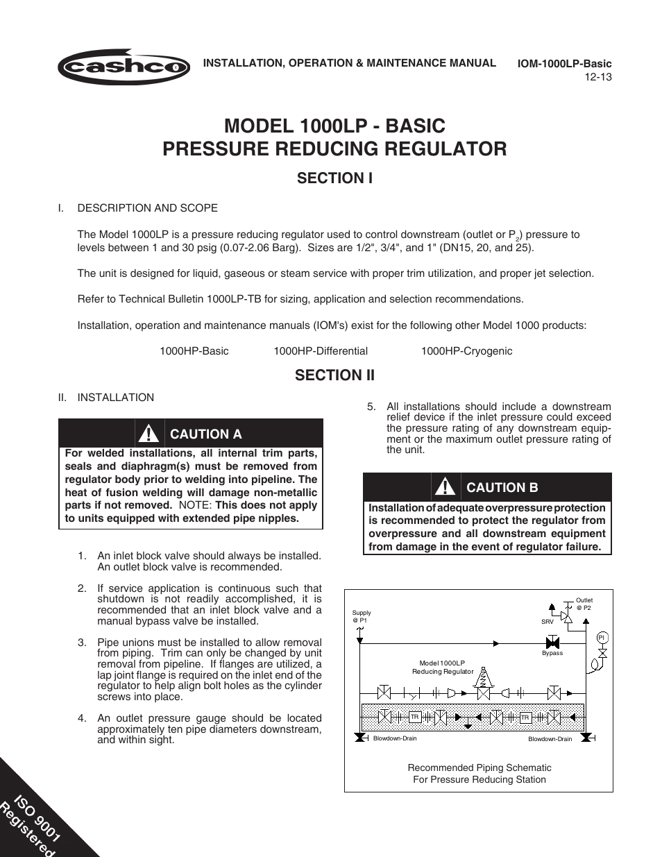 Cashco 1000 LP User Manual | 12 pages