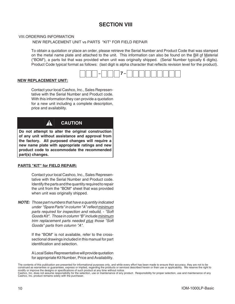Cashco 1000 LP User Manual | Page 10 / 12
