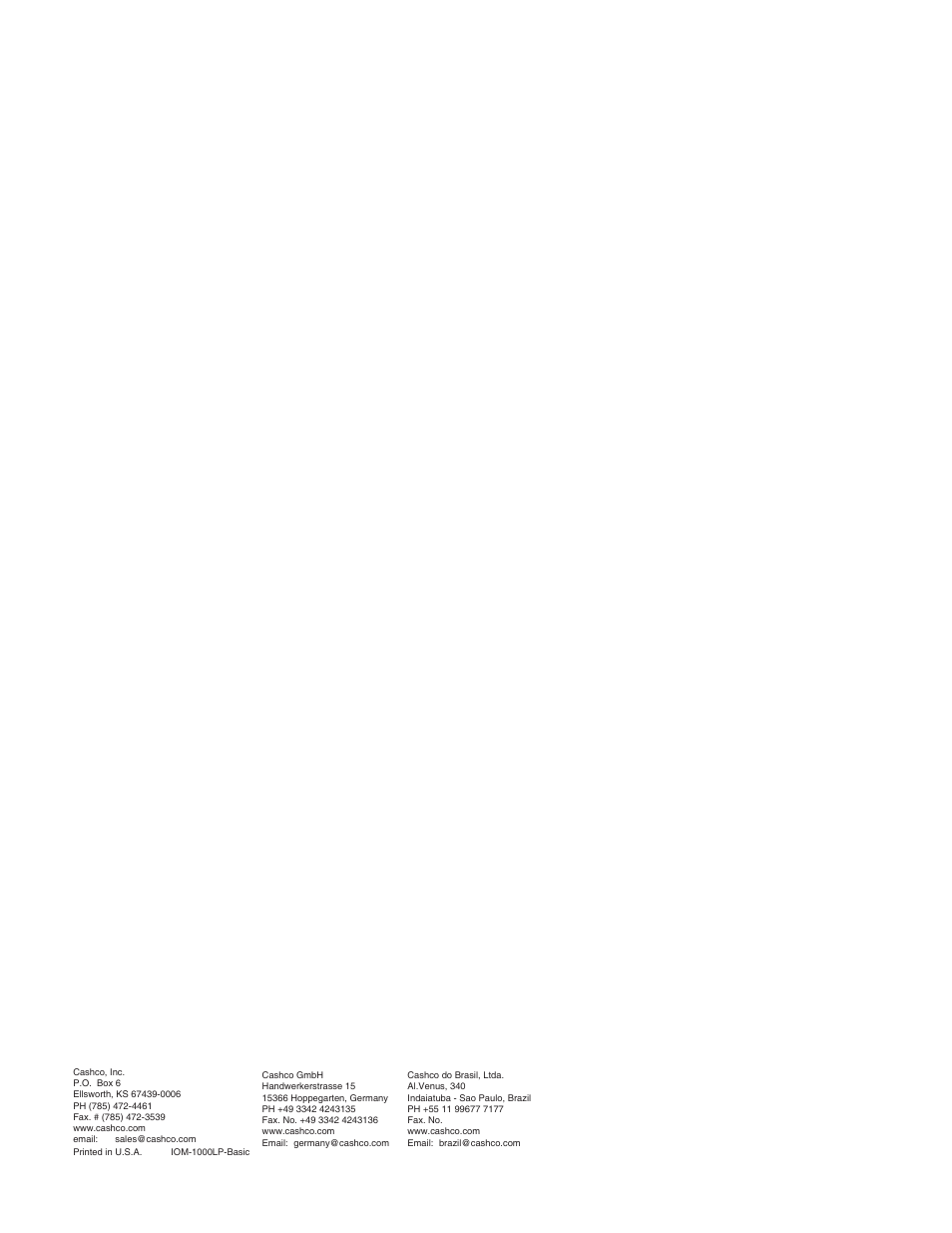 Cashco 1000 LP User Manual | Page 12 / 12