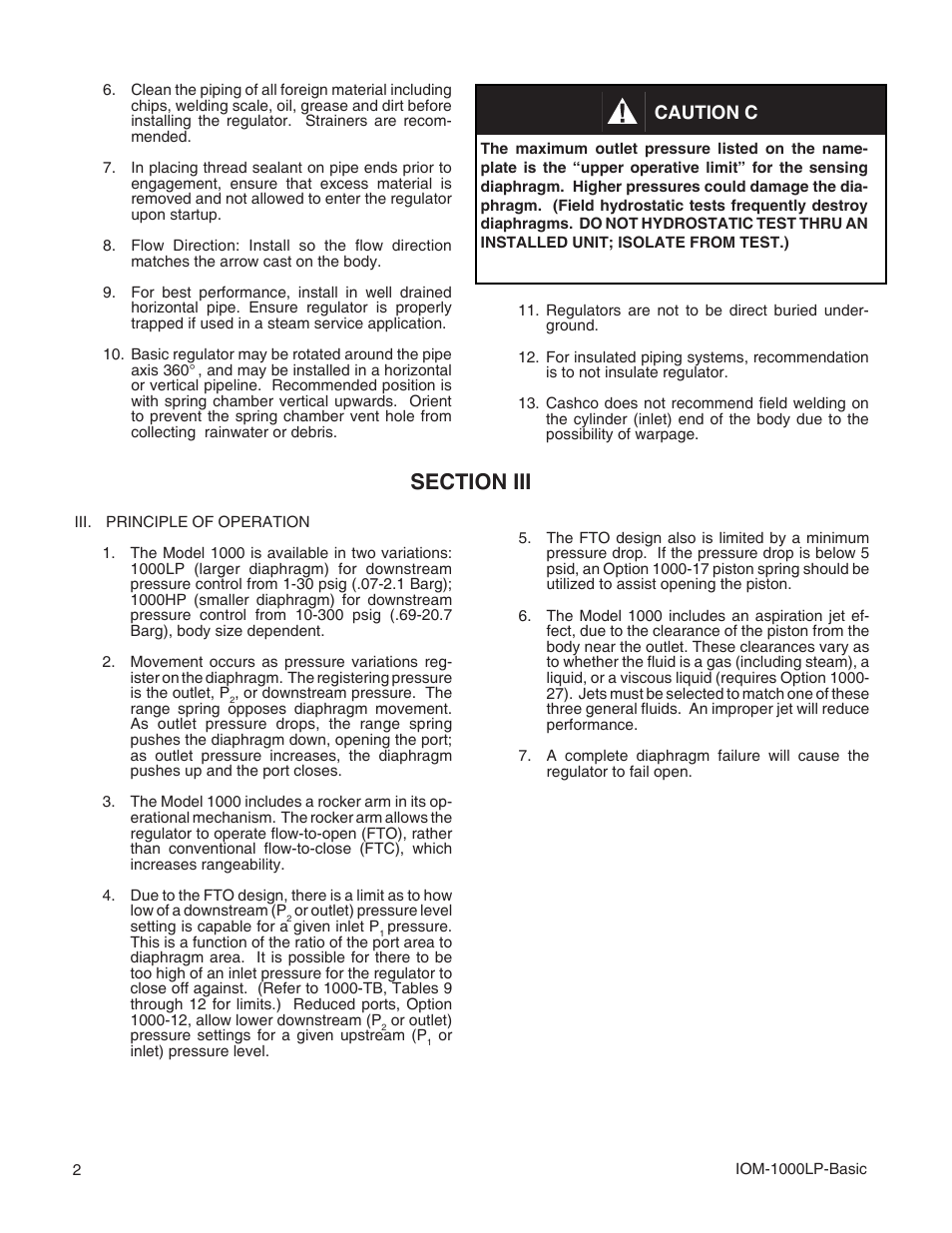Cashco 1000 LP User Manual | Page 2 / 12