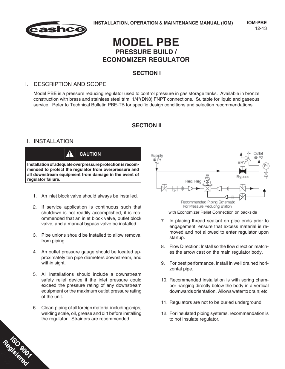 Cashco PBE Pressure Build Economizer User Manual | 8 pages