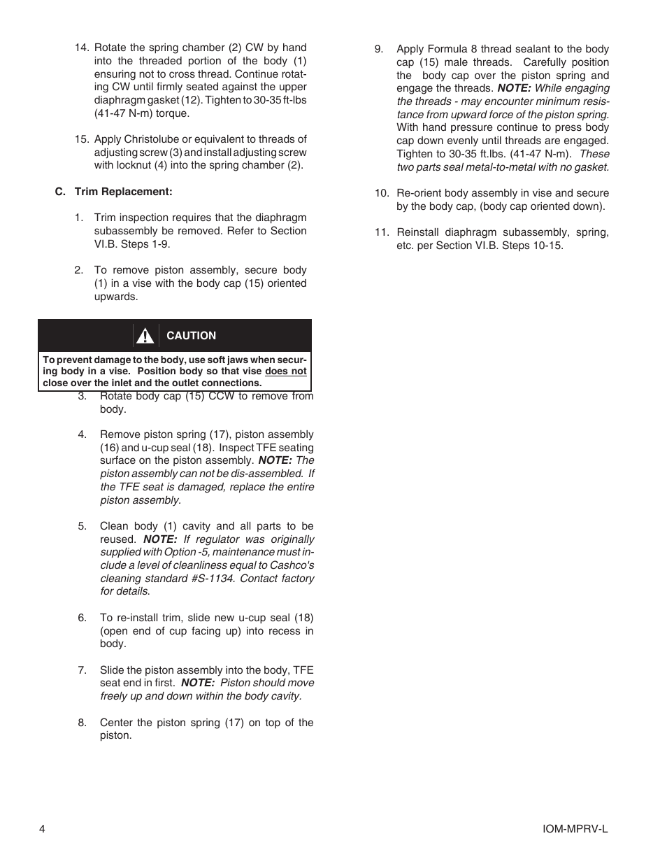 Cashco MPRV-L Pressure Reducing Regulator User Manual | Page 4 / 8