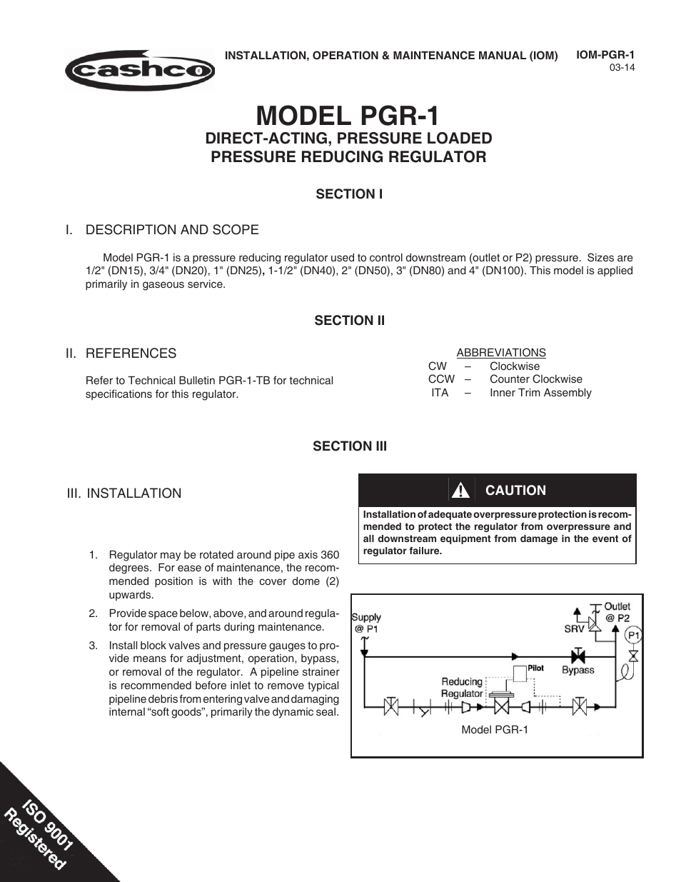 Cashco PGR-1 User Manual | 16 pages