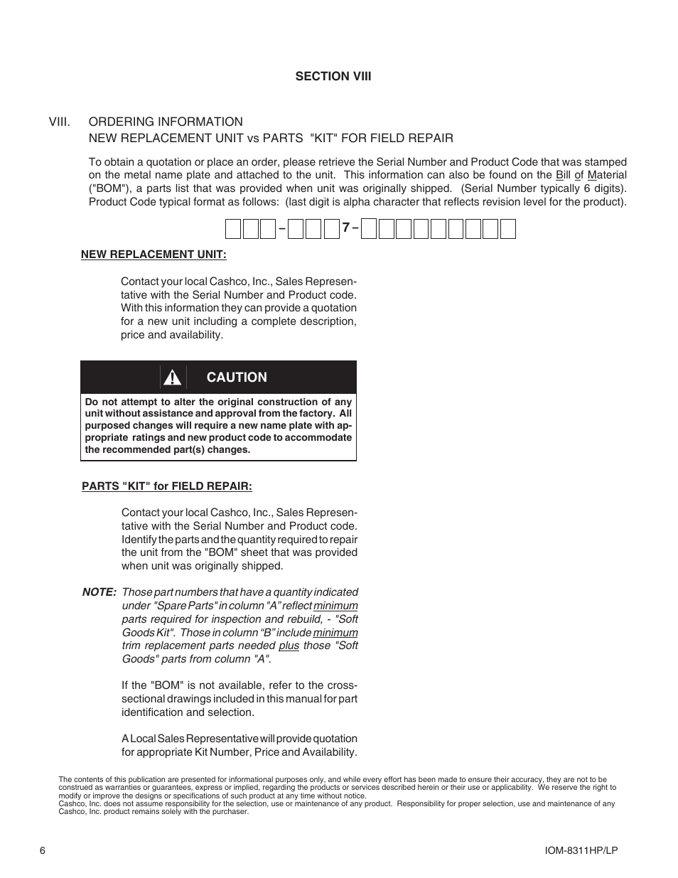 Cashco 8311LP User Manual | Page 6 / 8