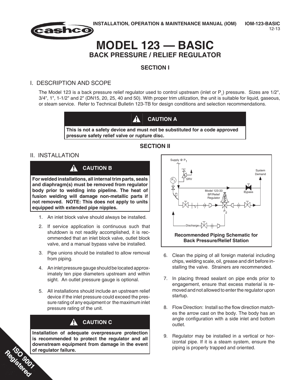 Cashco 123 User Manual | 8 pages
