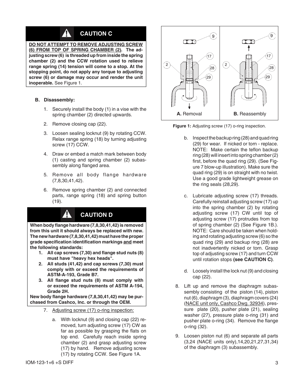 Caution c, Caution d | Cashco 123-1+6+S User Manual | Page 3 / 8