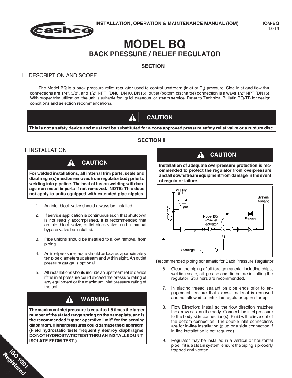 Cashco BQ User Manual | 8 pages