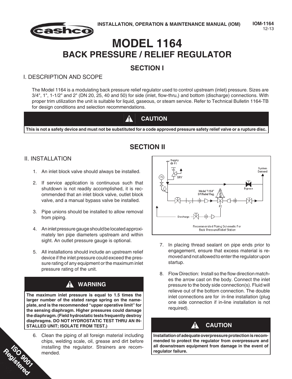 Cashco 1164 User Manual | 8 pages