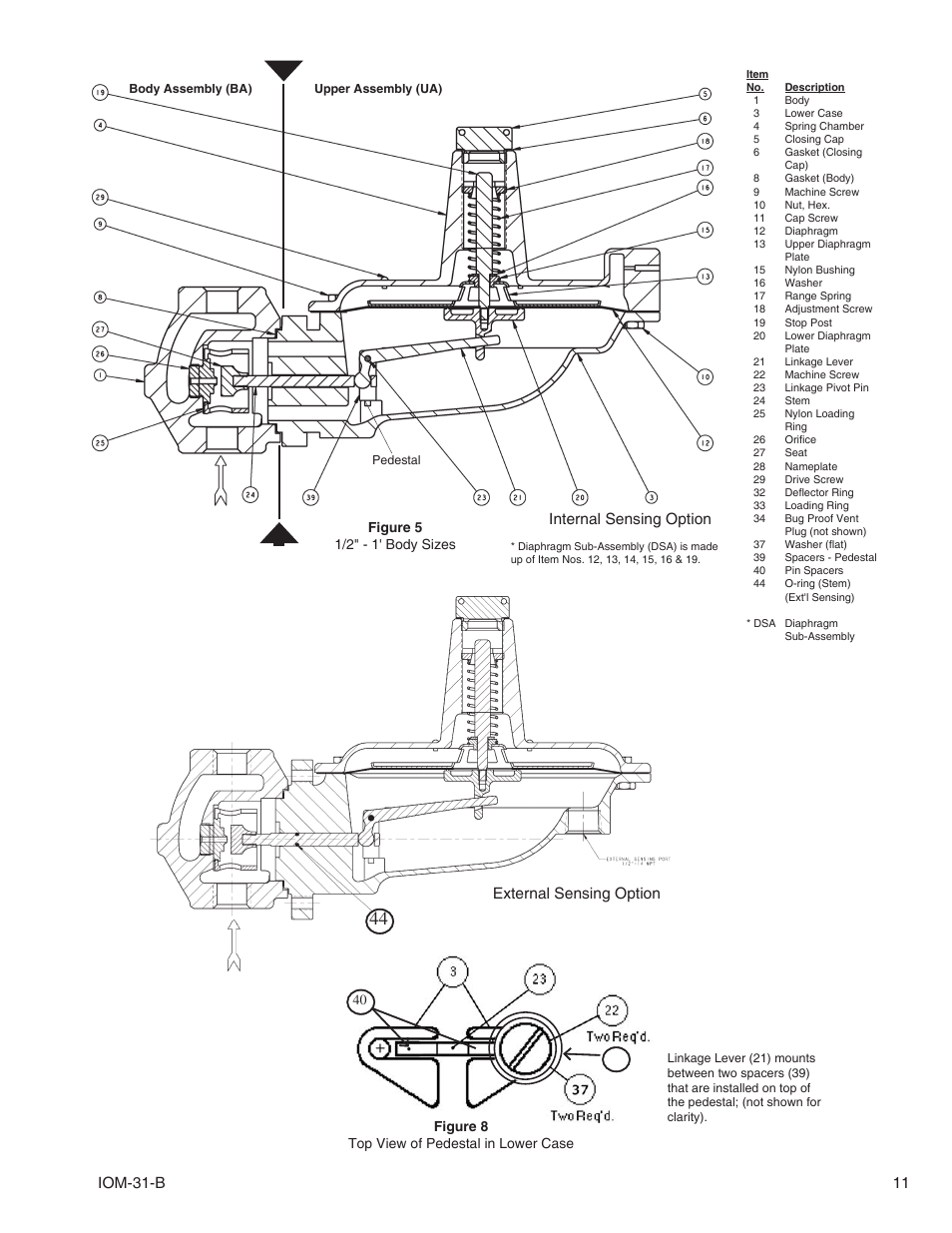 Iom-31-b 11, External sensing option internal sensing option | Cashco 31-B User Manual | Page 11 / 12