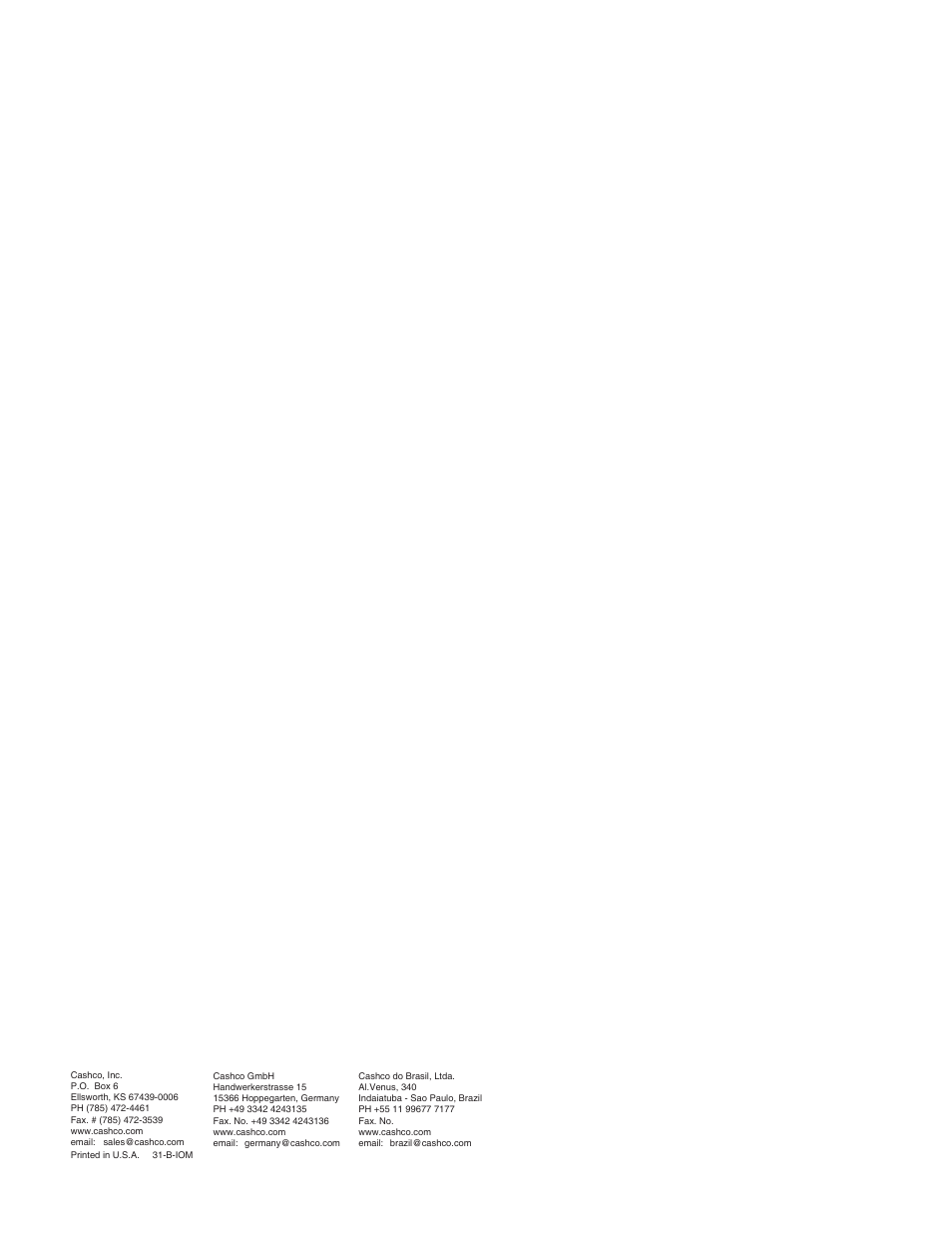 Cashco 31-B User Manual | Page 12 / 12
