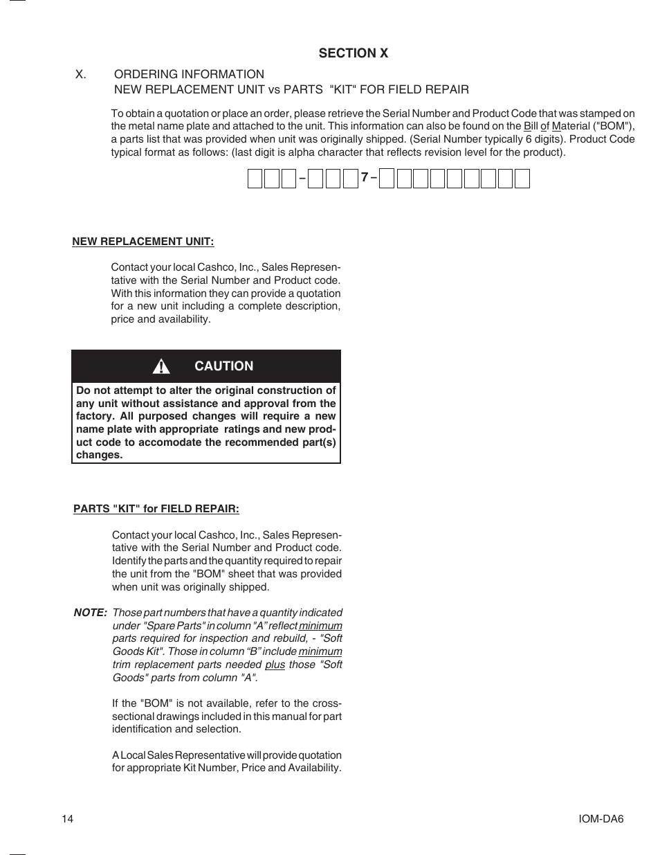 Cashco DA6 User Manual | Page 14 / 16