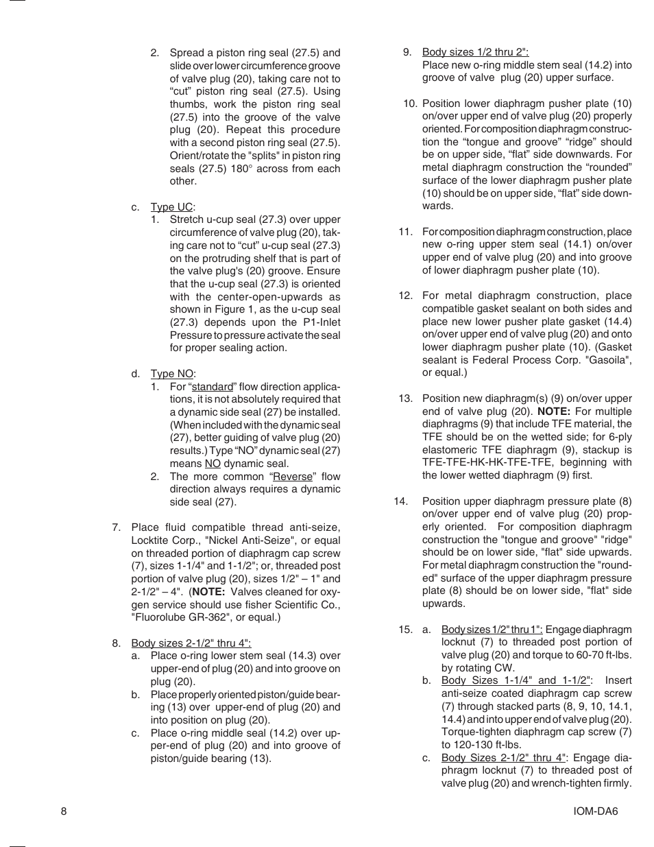 Cashco DA6 User Manual | Page 8 / 16