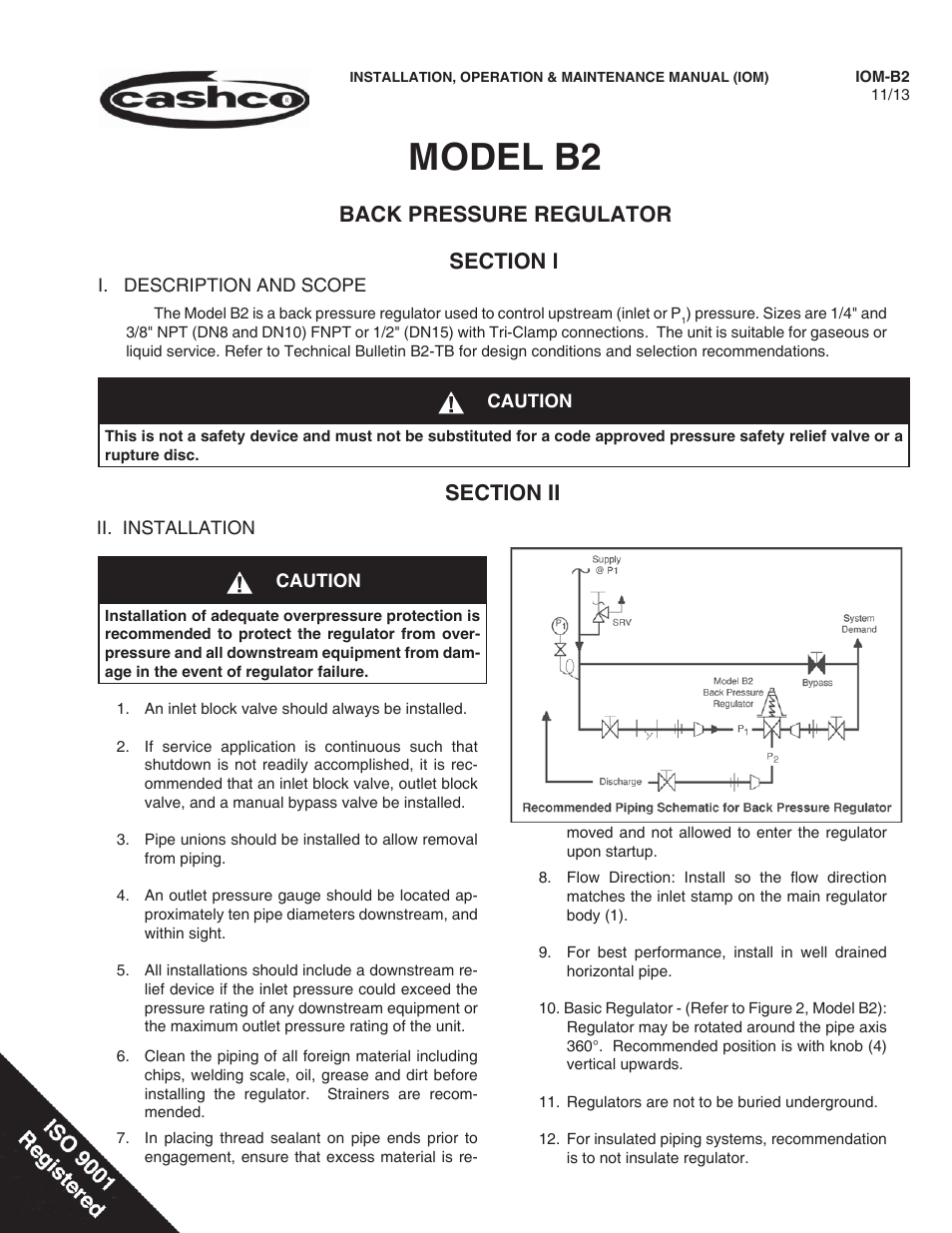 Cashco B2 User Manual | 8 pages
