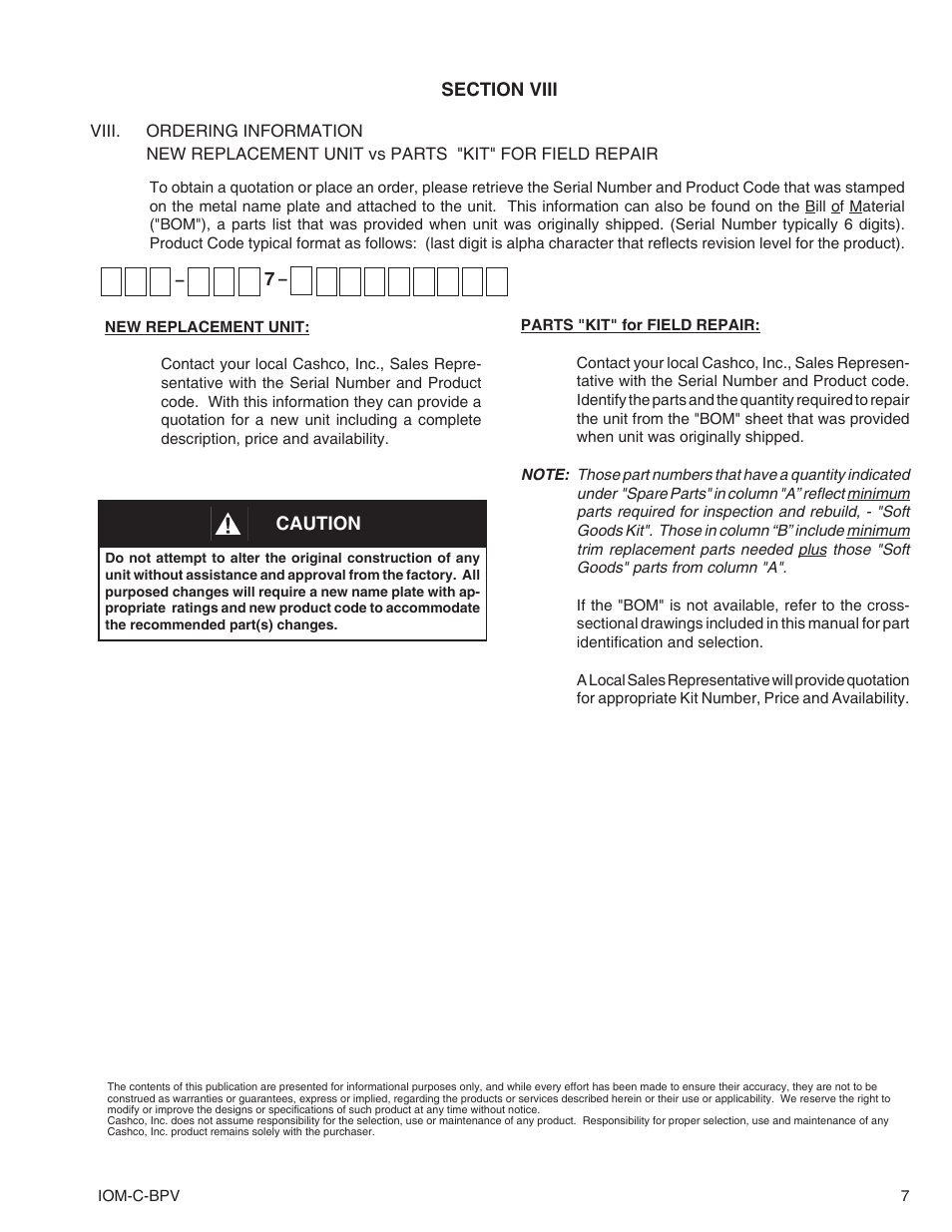 Cashco C-BPV User Manual | Page 7 / 12