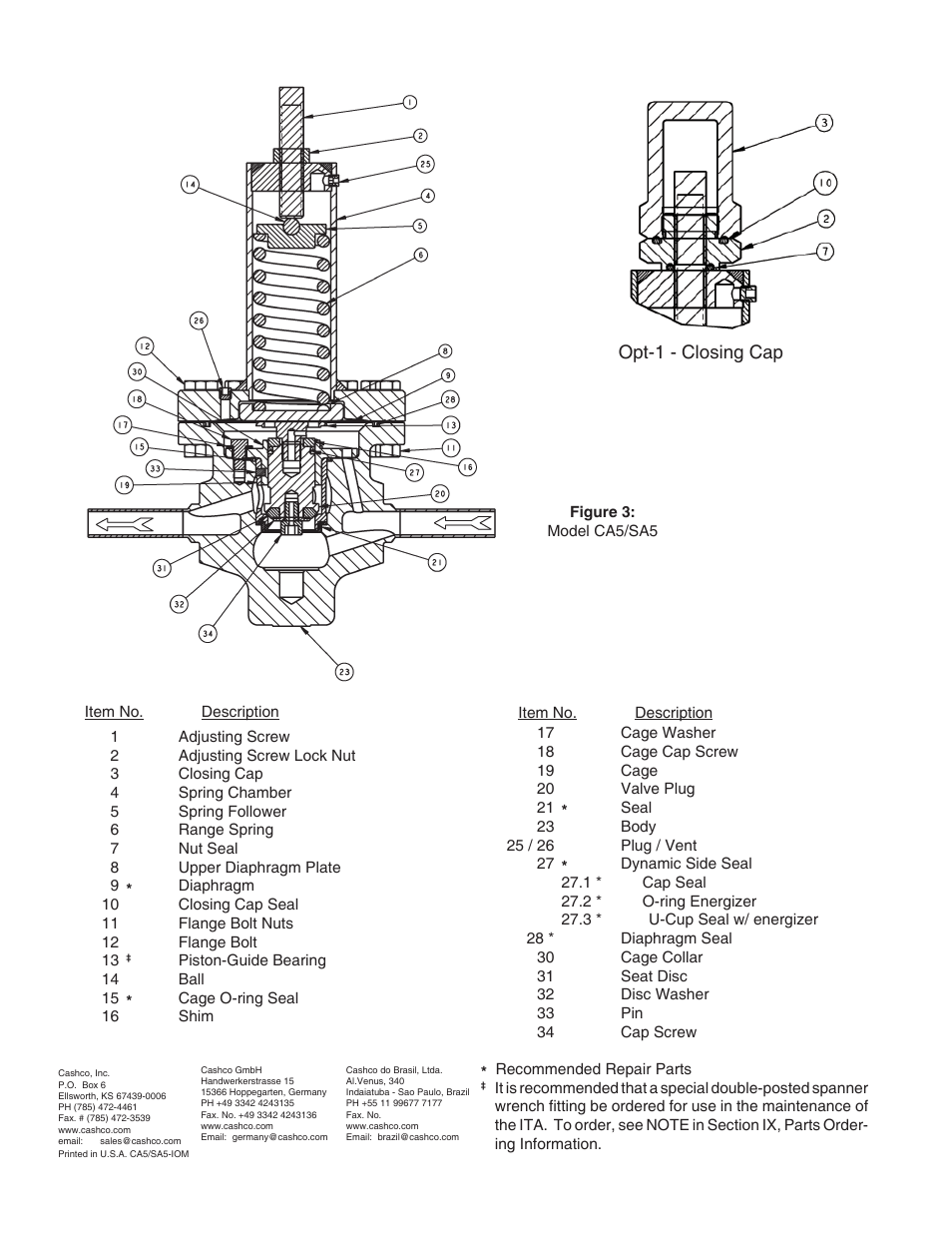 Cashco SA5 User Manual | Page 12 / 12