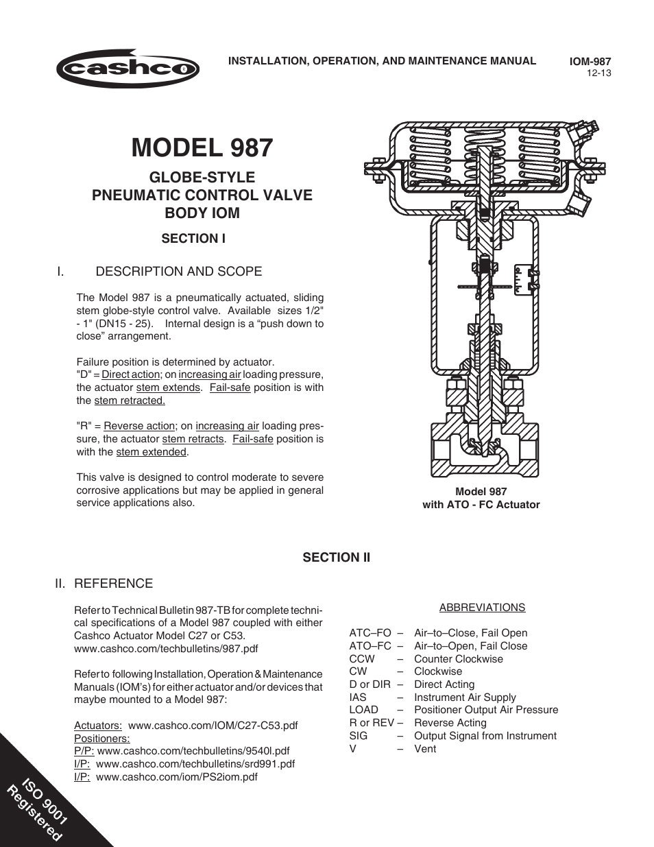 Cashco 987 User Manual | 16 pages