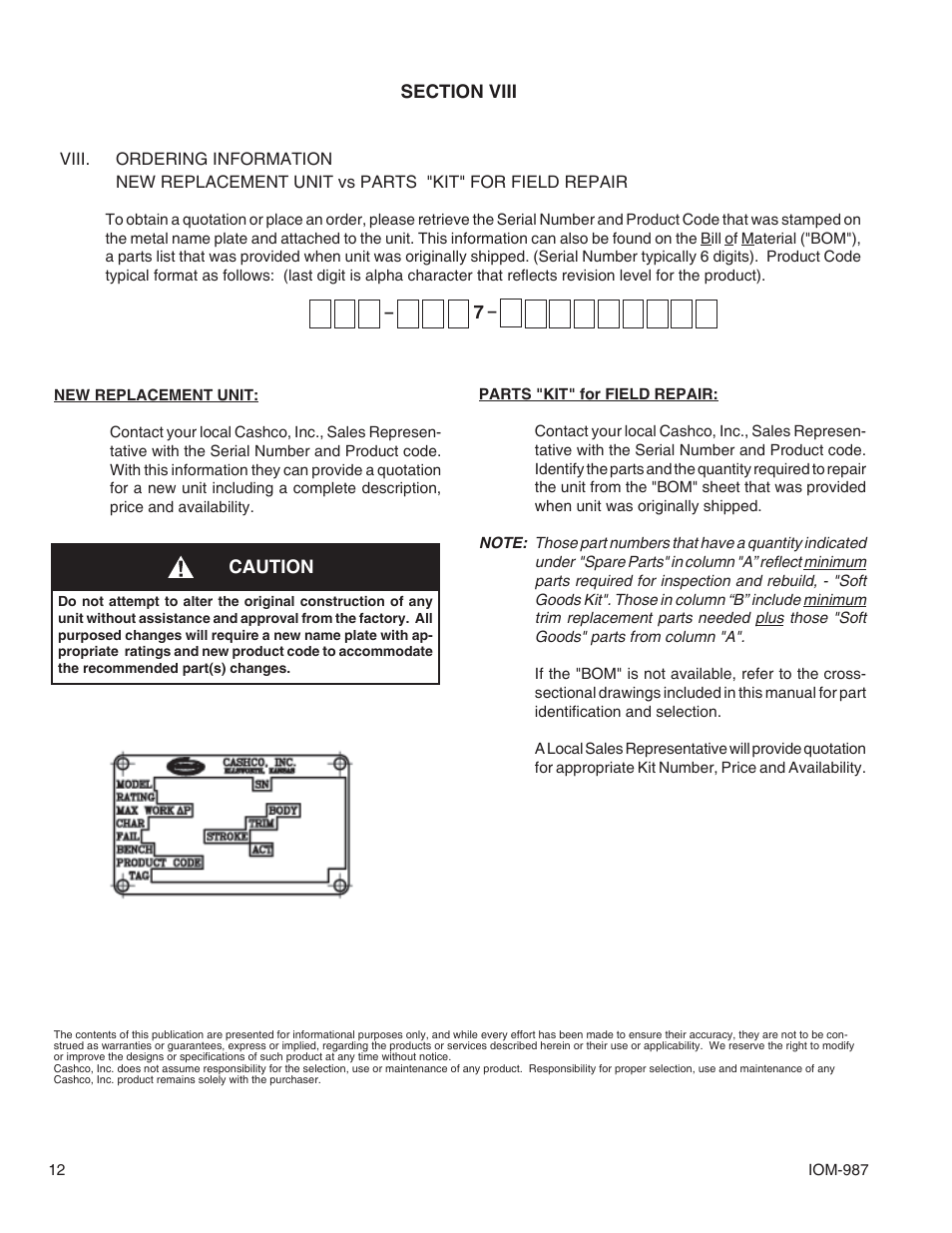 Cashco 987 User Manual | Page 12 / 16
