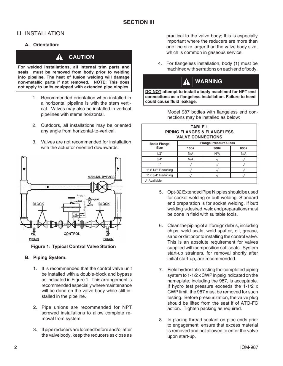 Caution, Warning | Cashco 987 User Manual | Page 2 / 16