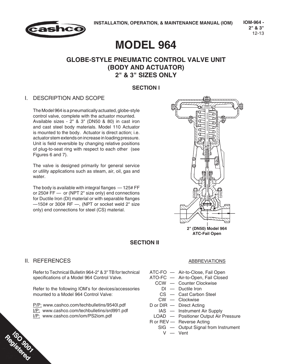 Cashco 964 User Manual | 20 pages