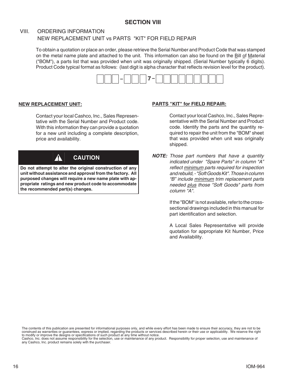Cashco 964 User Manual | Page 16 / 20