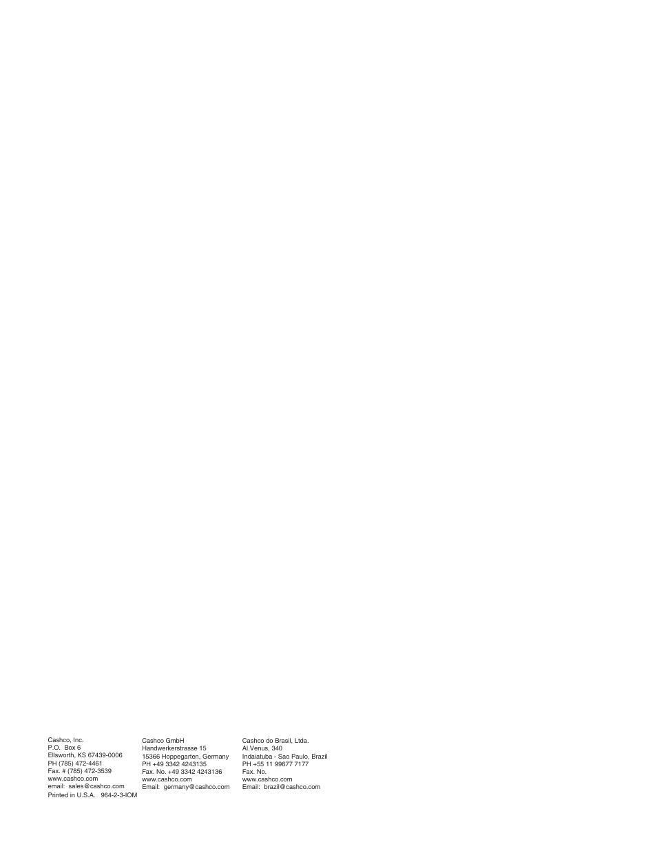 Cashco 964 User Manual | Page 20 / 20