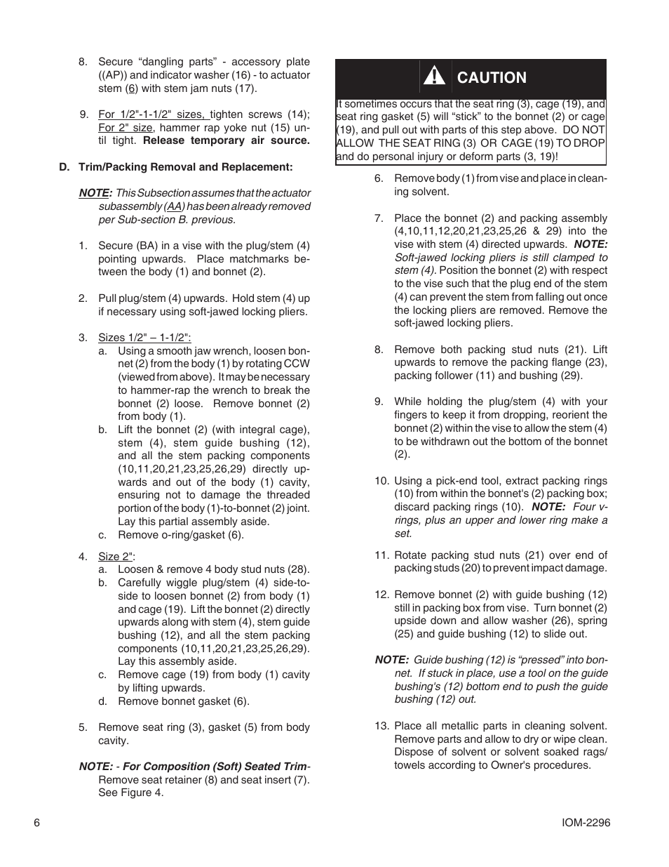 Caution | Cashco 2296HF User Manual | Page 6 / 16