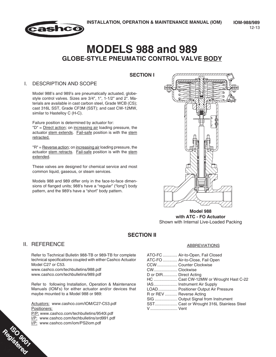 Cashco 988-MB User Manual | 20 pages