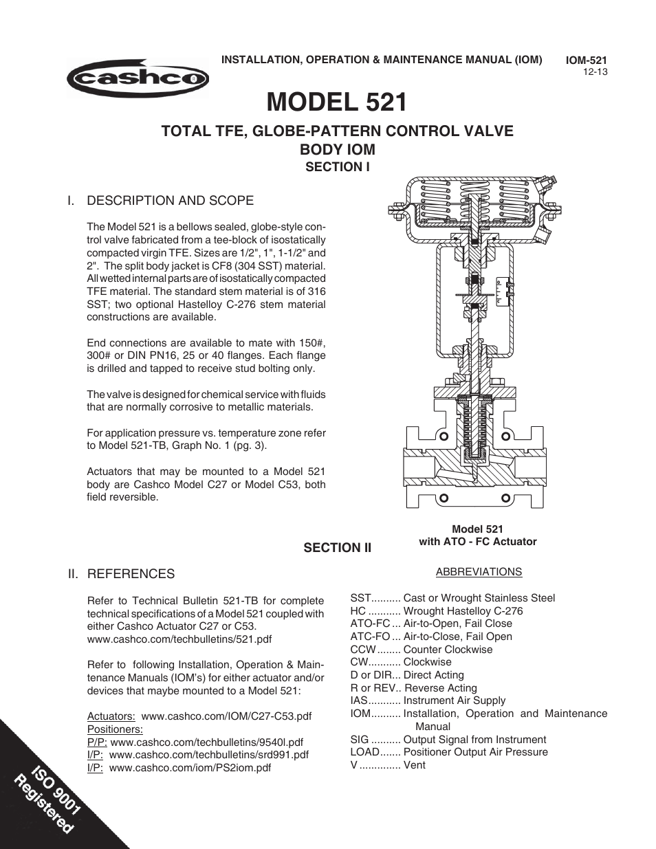 Cashco 521 User Manual | 20 pages