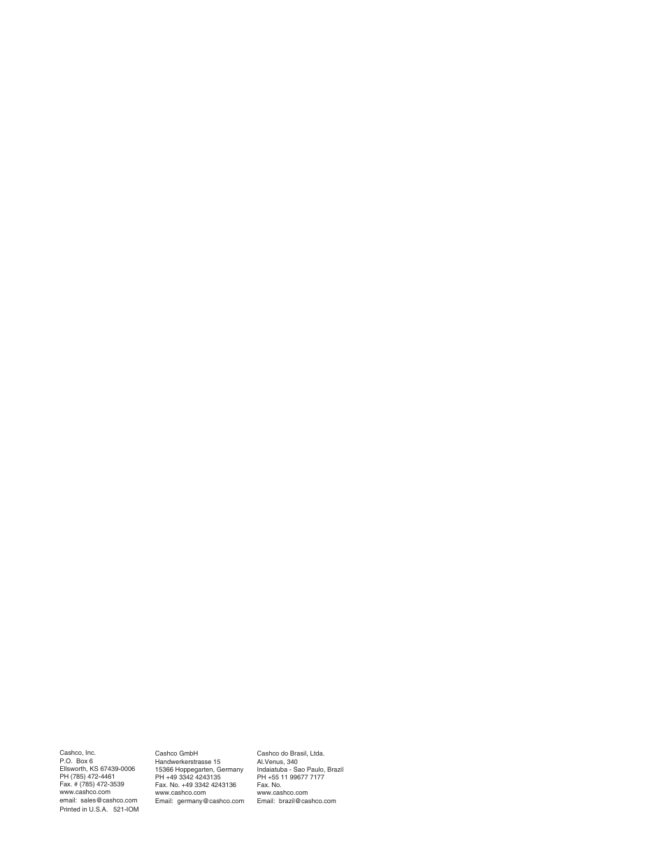 Cashco 521 User Manual | Page 20 / 20