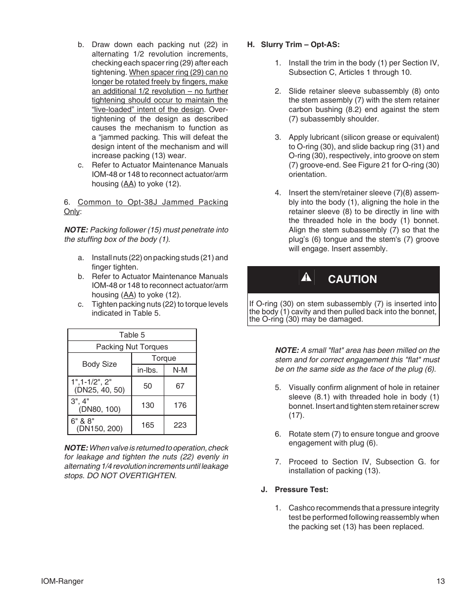 Caution | Cashco Ranger QCT User Manual | Page 13 / 24