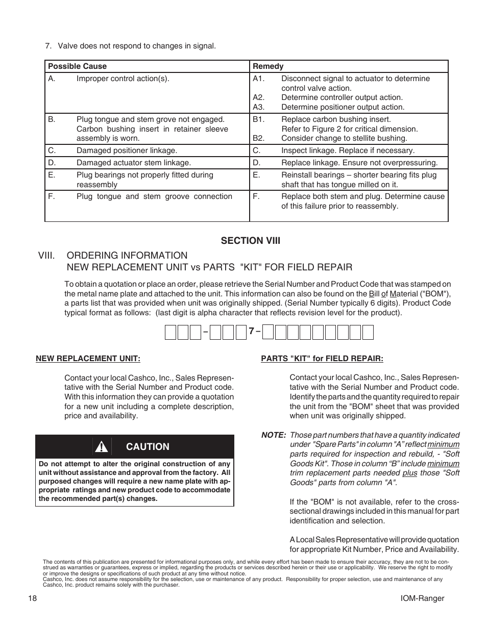 Cashco Ranger QCT User Manual | Page 18 / 24