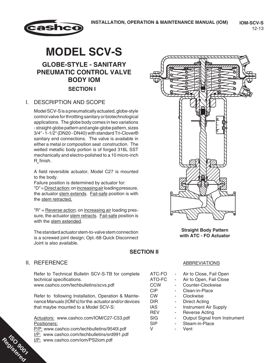 Cashco SCV-S User Manual | 12 pages