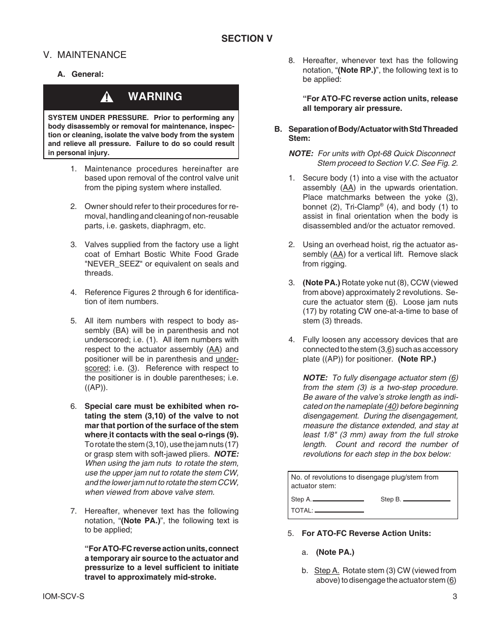 Warning | Cashco SCV-S User Manual | Page 3 / 12