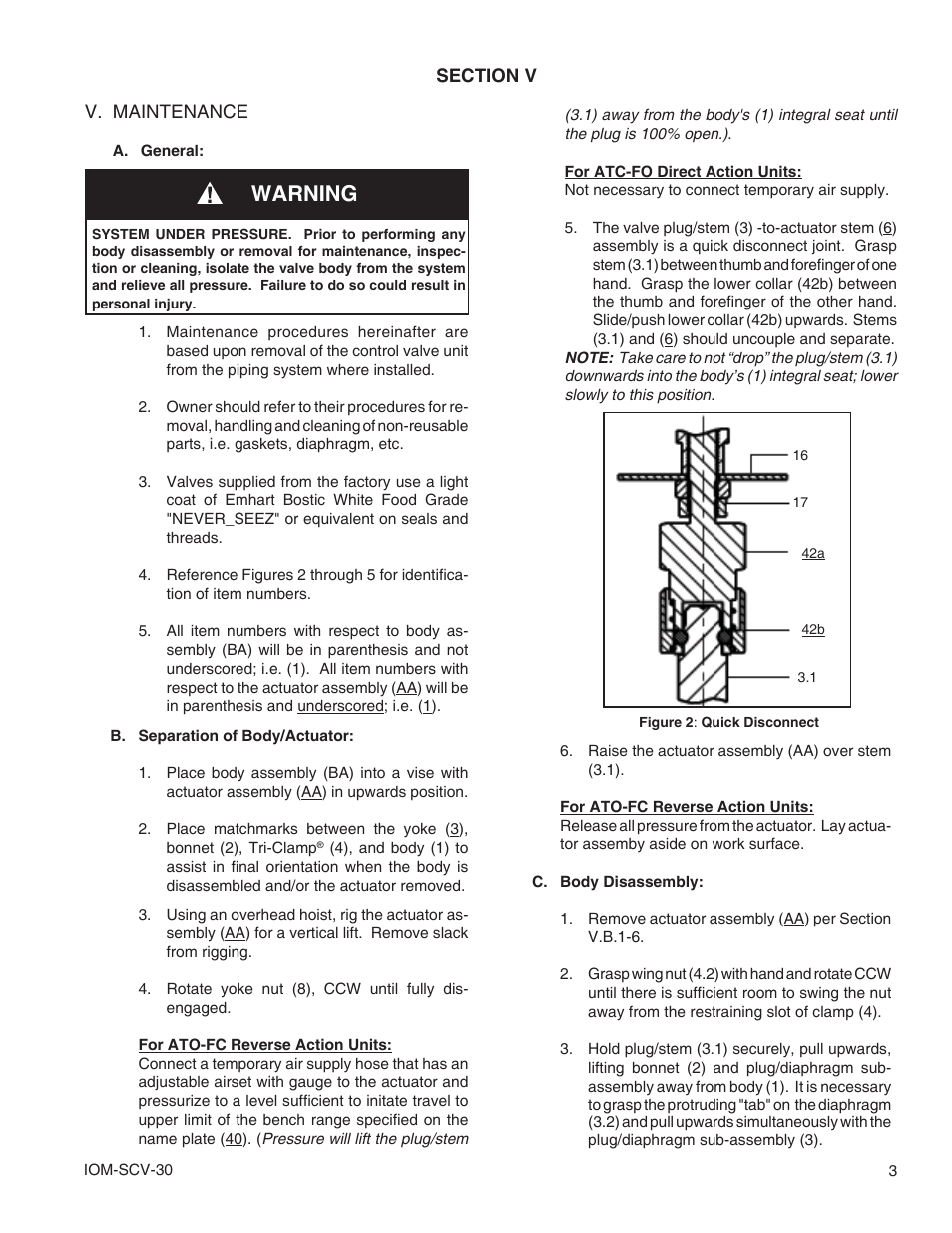 Warning | Cashco SCV-30 User Manual | Page 3 / 12