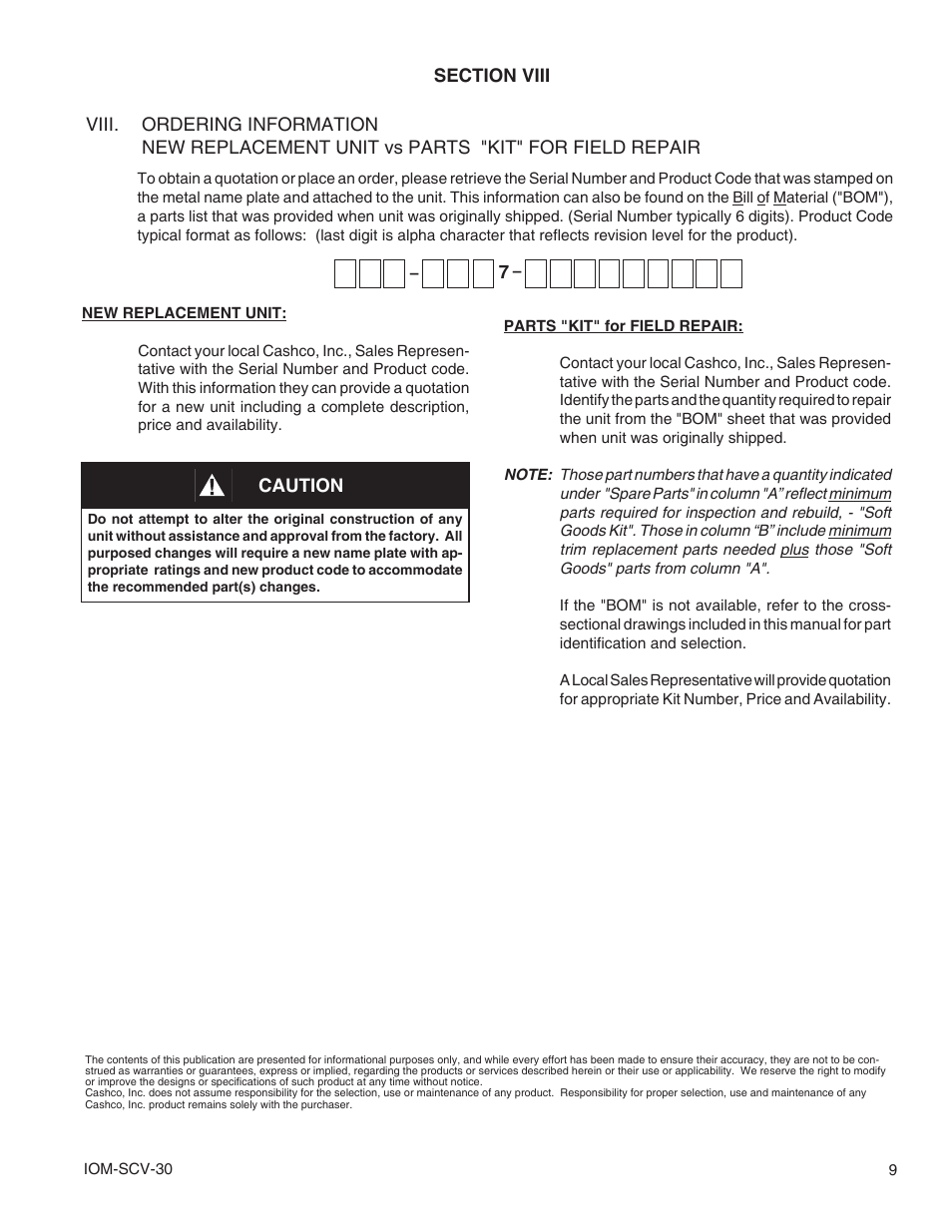 Cashco SCV-30 User Manual | Page 9 / 12