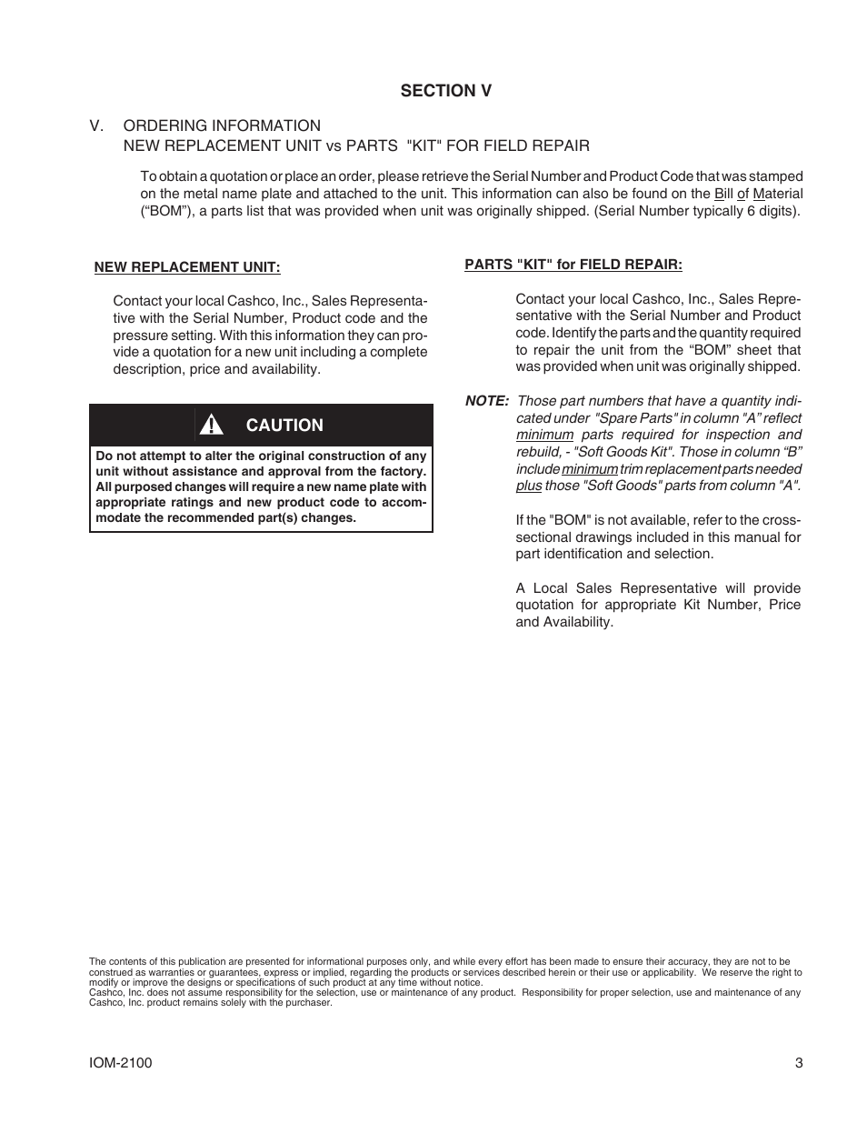 Caution | Cashco 2100 Gauge Hatch User Manual | Page 3 / 4