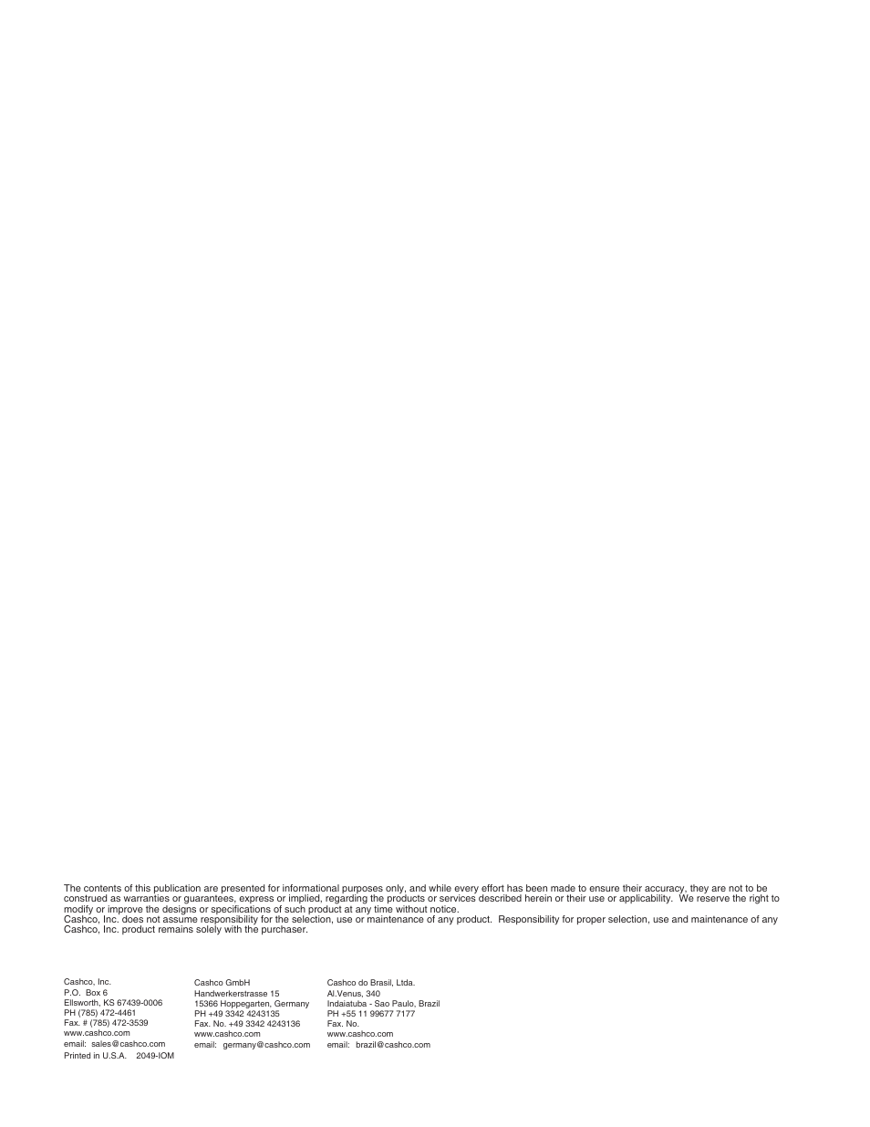 Cashco 2049 Tank Manifold User Manual | Page 2 / 2
