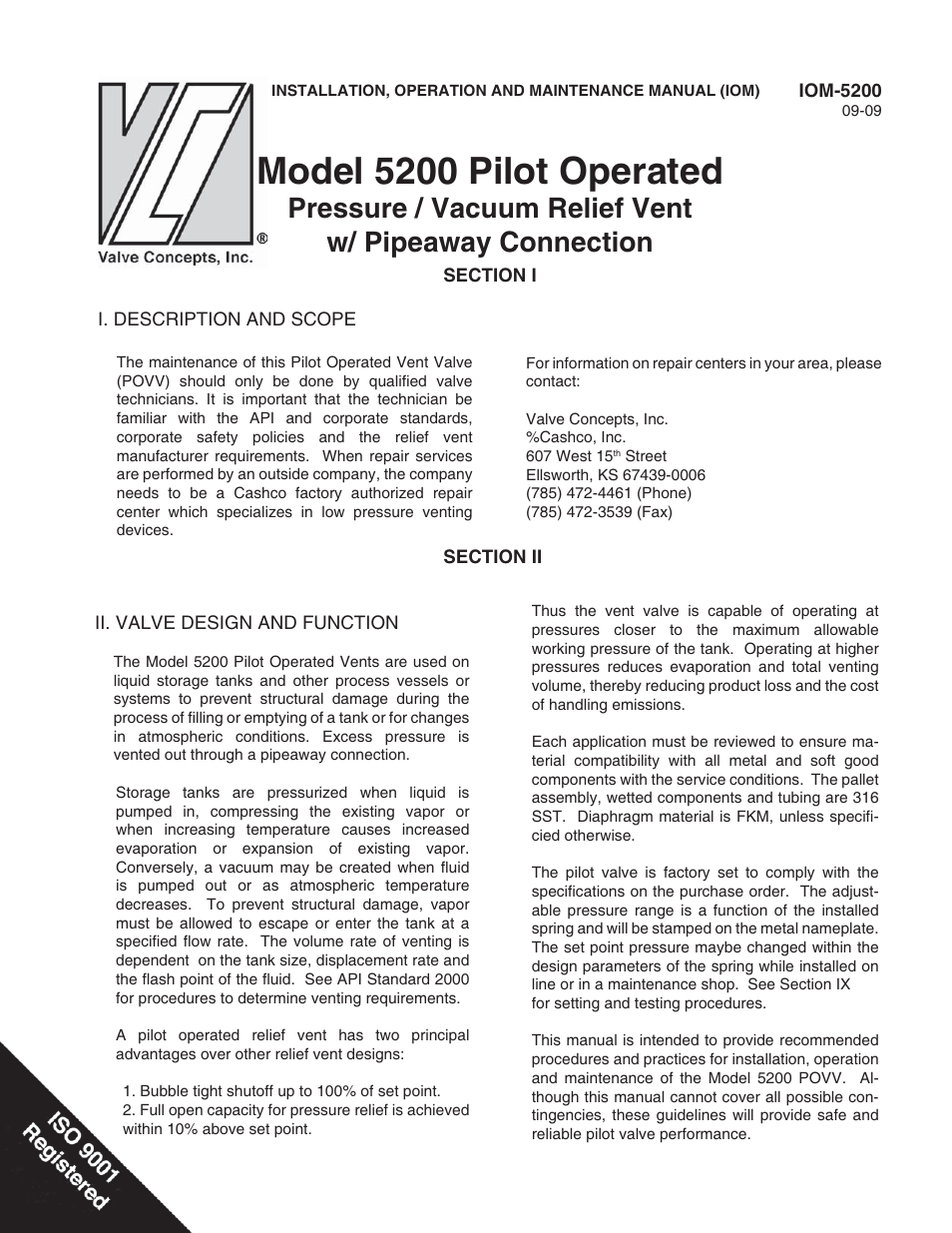 Cashco 5200 User Manual | 12 pages